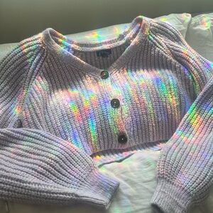 Cozy Lavender Button-Up Sweater